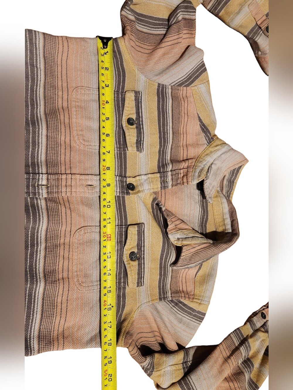 Patagonia Fjord Flannel Shirt Blanket Stripe Peach Pink Tan Cotton Women's 4 - Picture 9 of 9